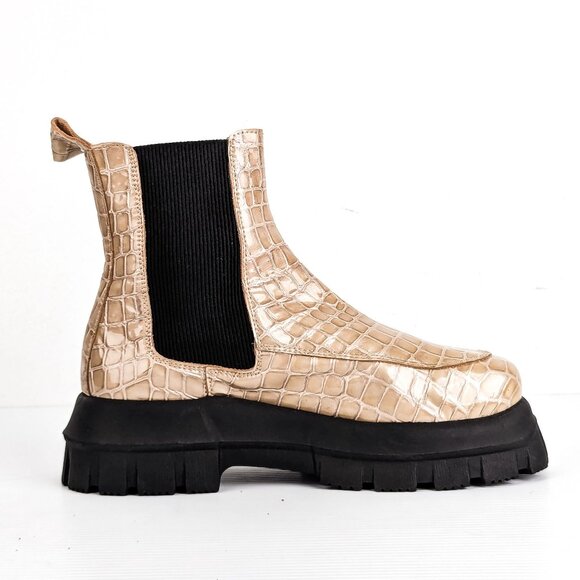 Topshop Wmn Alpha Patent Leather Croc Festival Chelsea Platform Boots 9US EUR40 - Picture 4 of 9